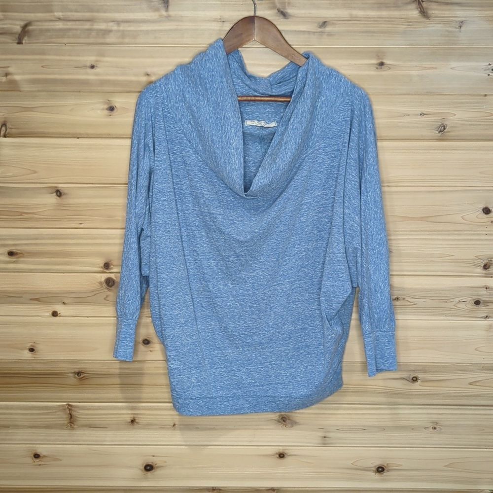 Free People Top Womens Small Blue Casual Tee Heathered Light Blue